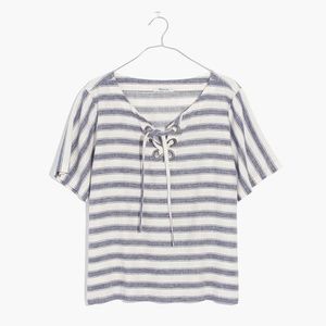 Madewell Stripe Lace-Up Boxy Tee